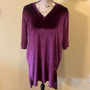 L&B short sleeve burgundy velvet tunic, size L, like new | offer in description